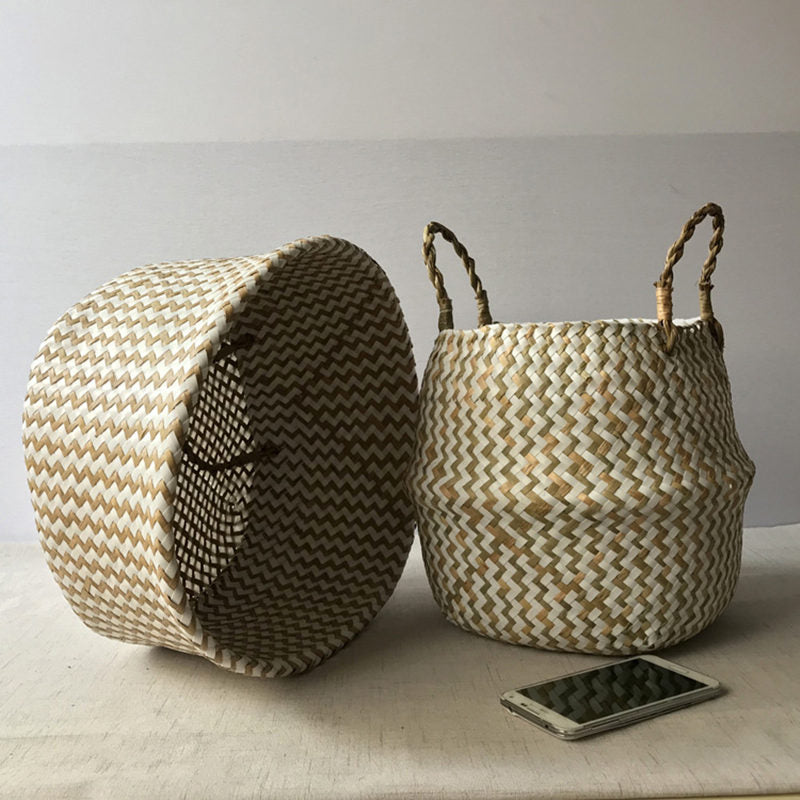 Panier de rangement tressé pliable fait main