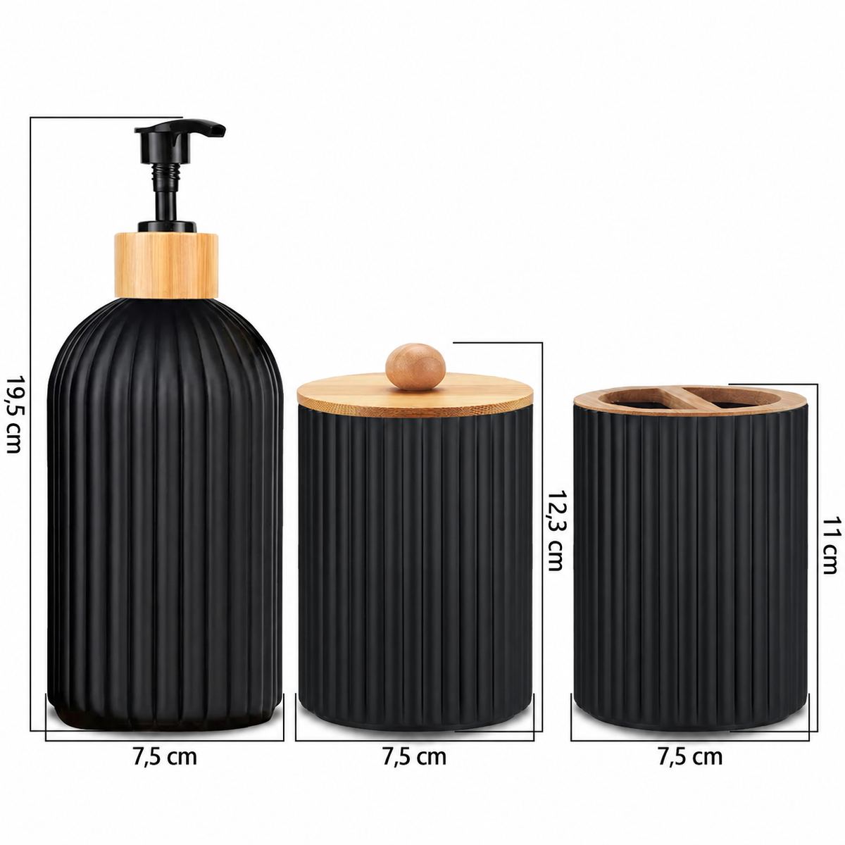 Distributeur de savon et organiseur de salle de bain, porte-cotons et porte-brosses à dents — photo 3