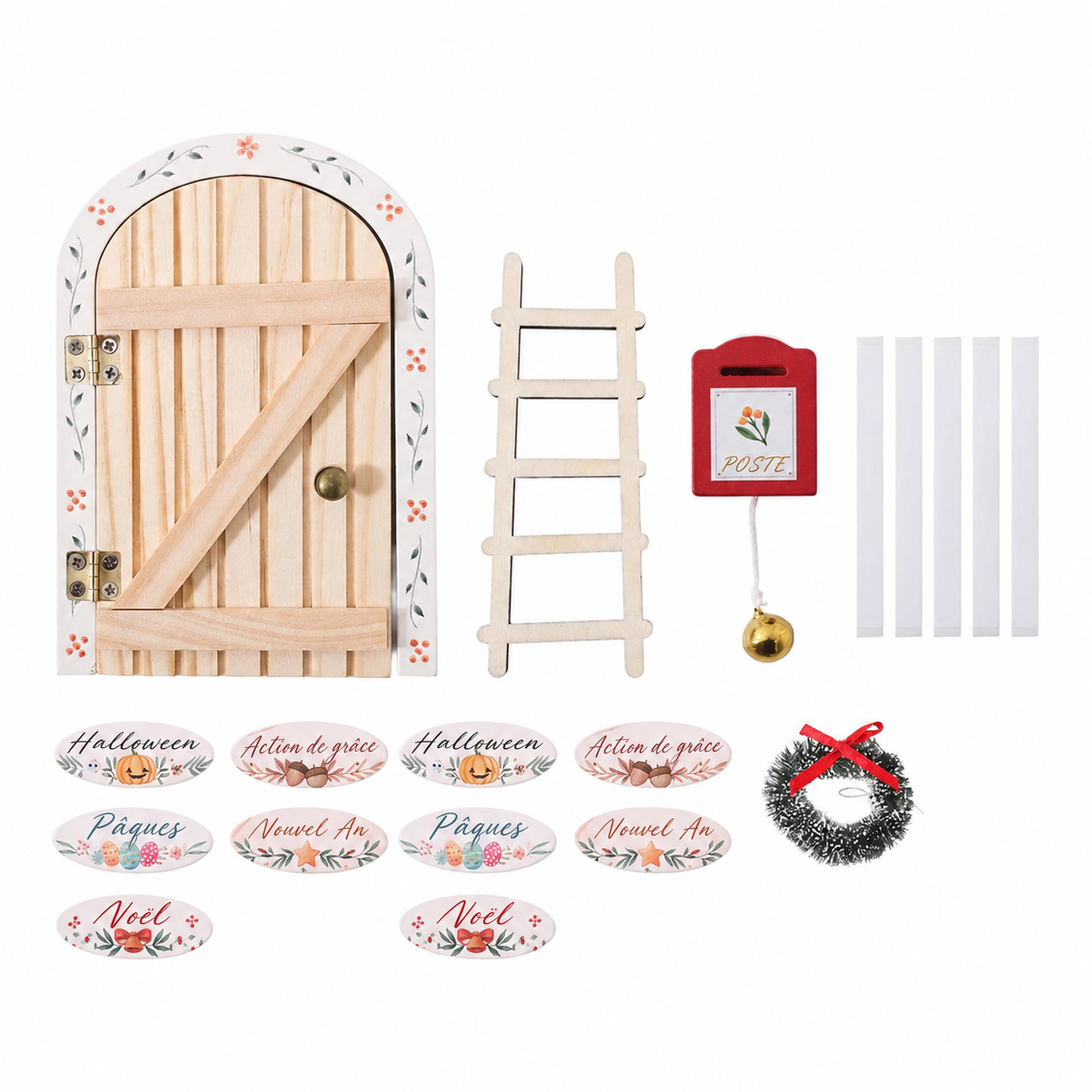 Décoration miniature façon maison de poupée, porte de fée en bois, coffret dent de lait pour bébé — photo 9