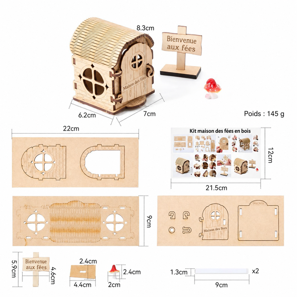 Décoration miniature façon maison de poupée, porte de fée en bois, coffret dent de lait pour bébé — photo 12