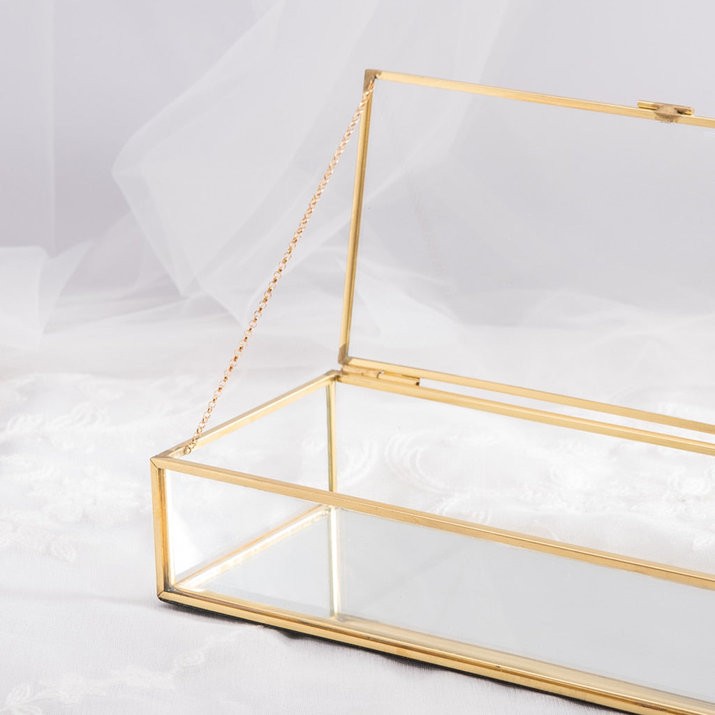 Glass Golden Frame Jewelry Storage Box