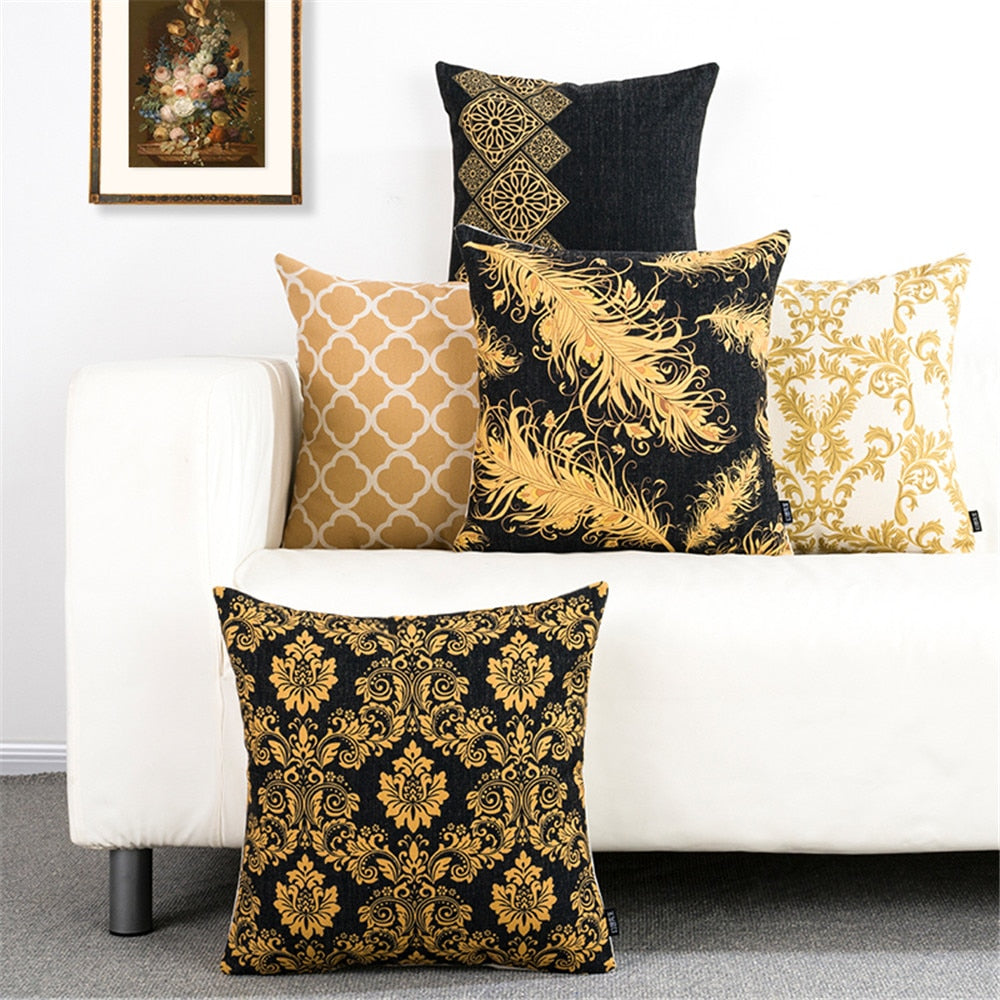 Retro Geometric Patterned Cushion Cover