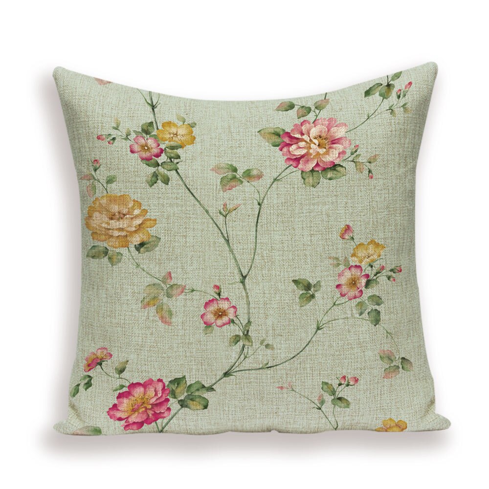 Housse de coussin en lin motif floral – 13 designs, 45x45 cm