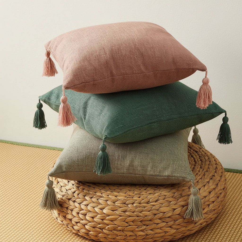 Housse de coussin en coton uni – 10 coloris, 45x45 cm