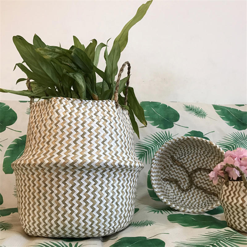 Panier de rangement tressé pliable fait main