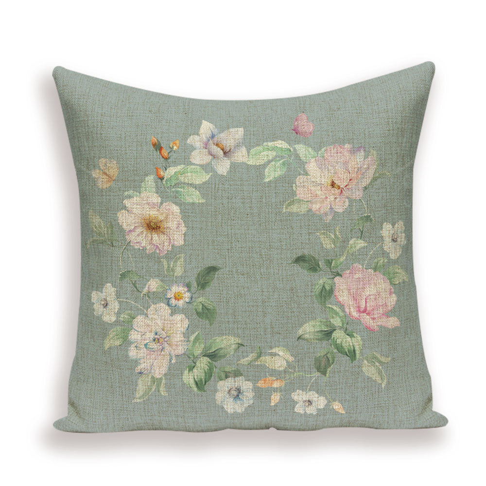 Housse de coussin en lin motif floral – 13 designs, 45x45 cm