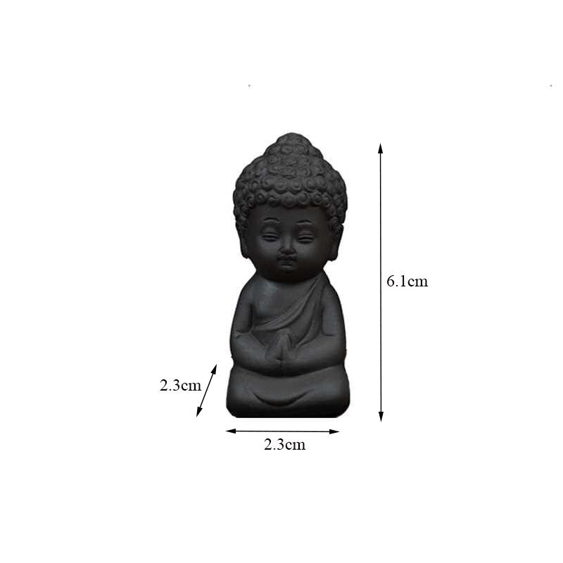 Miniature Bouddha Feng Shui en argile violette – Noir