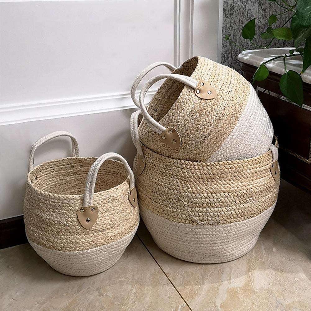 Panier de rangement naturel avec poignée