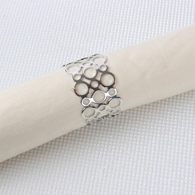 Lot de 12 Ronds de Serviette Ronds Or et Argent
