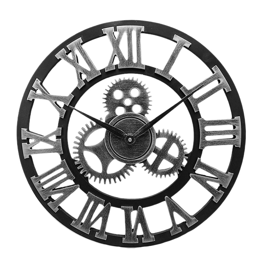 Horloge murale ajourée style industriel – Argent & Or, S/M/L