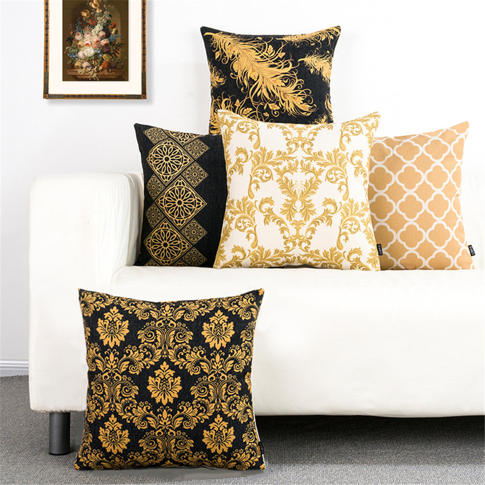 Retro Geometric Patterned Cushion Cover