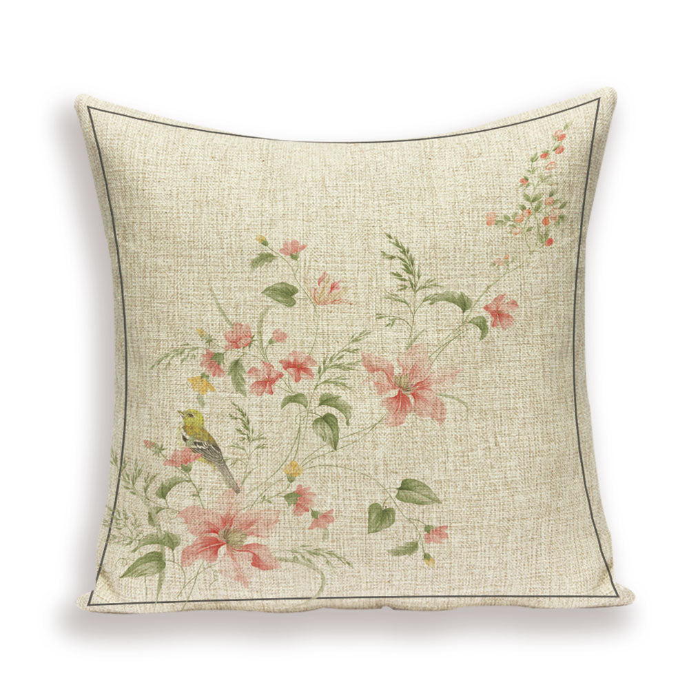 Housse de coussin en lin motif floral – 13 designs, 45x45 cm