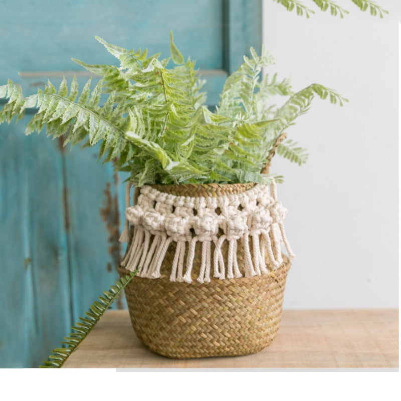 Panier de rangement tressé en herbe de mer – 4 motifs, 3 tailles