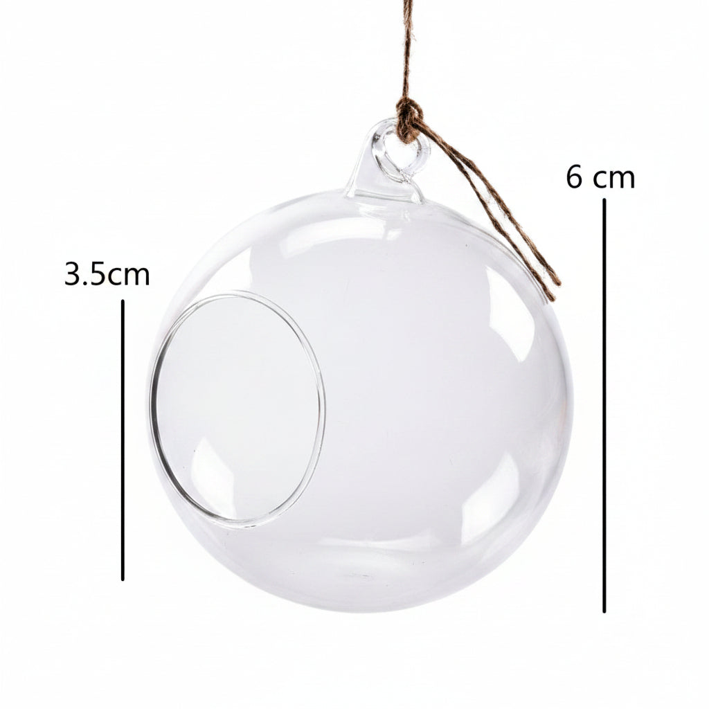 Spherical Glass Hanging Candle Holders Set