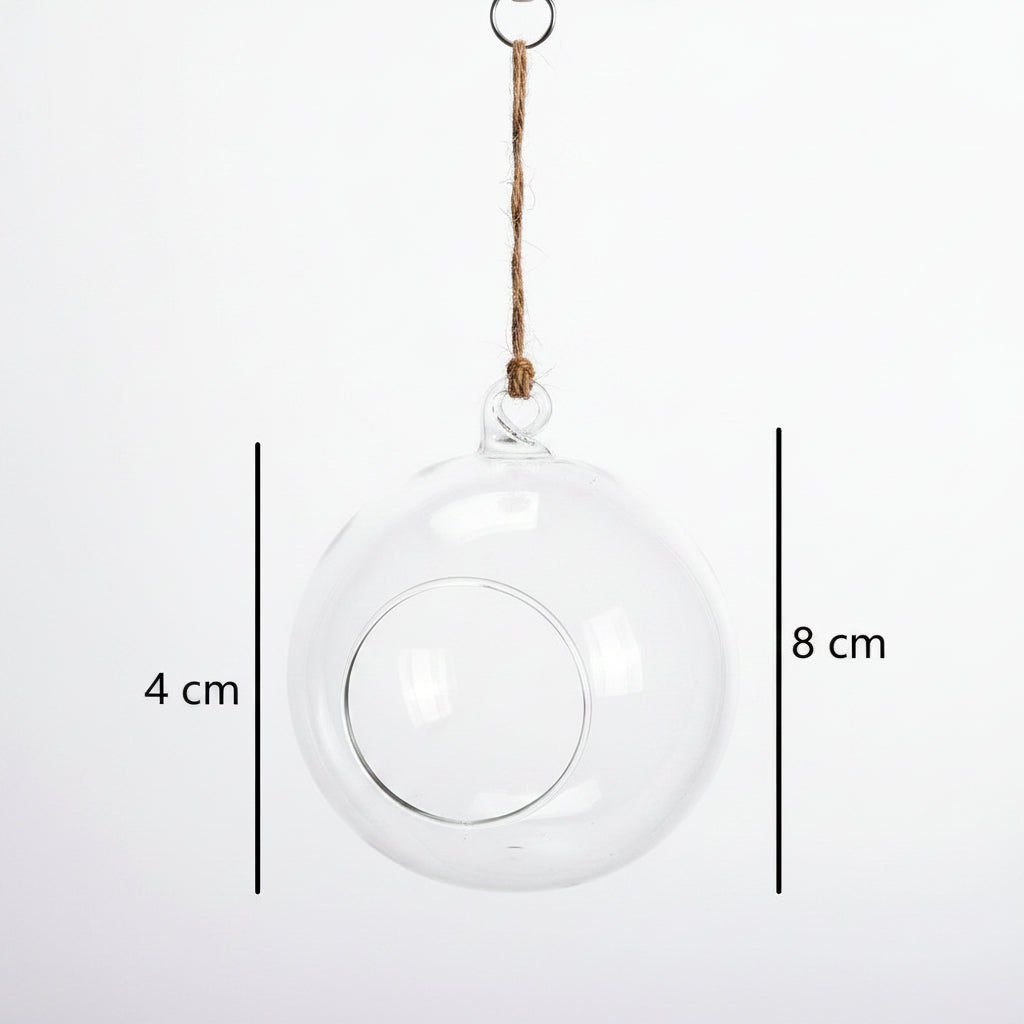 Set de 8 bougeoirs suspendus en verre sphérique – S ou L