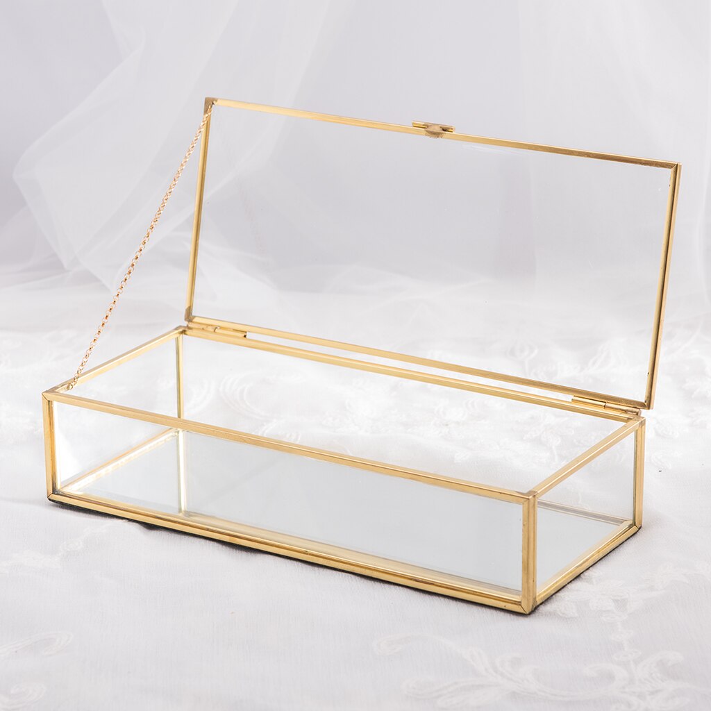 Glass Golden Frame Jewelry Storage Box