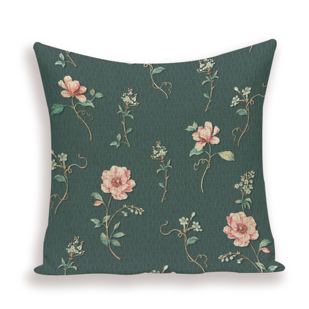Housse de coussin en lin motif floral – 13 designs, 45x45 cm