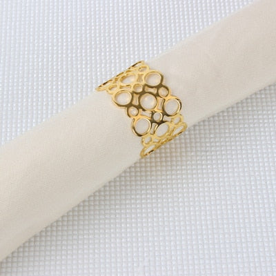 Lot de 12 Ronds de Serviette Ronds Or et Argent