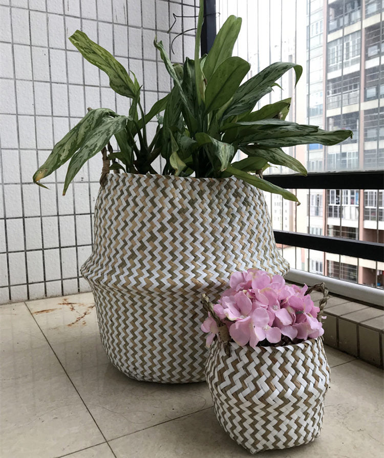 Panier de rangement tressé pliable fait main