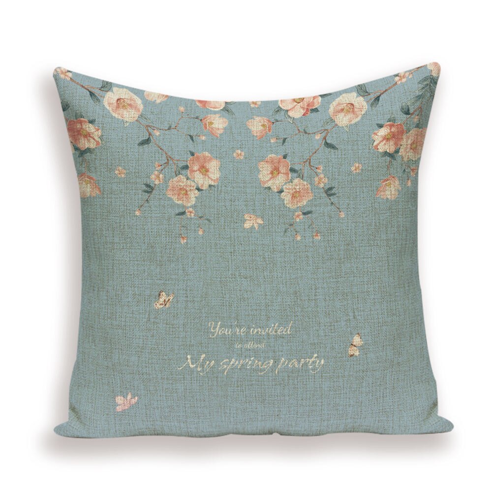 Housse de coussin en lin motif floral – 13 designs, 45x45 cm