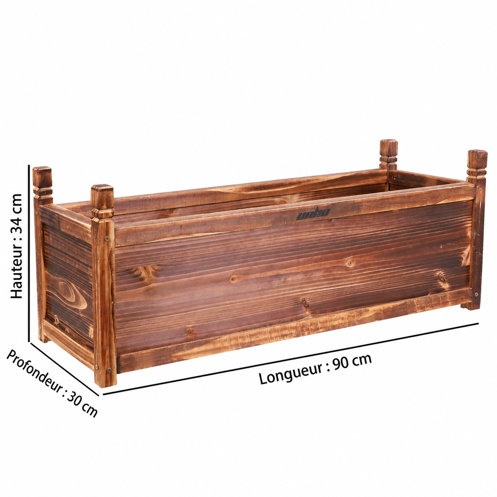 Bac de jardinage en bois, dimensions en centimètres, vue 4