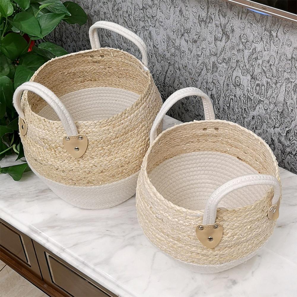 Panier de rangement naturel avec poignée