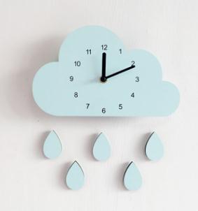Horloge murale en bois forme nuage – 3 couleurs