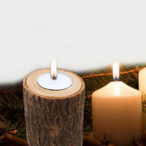 Rustic Wooden Candle Holder