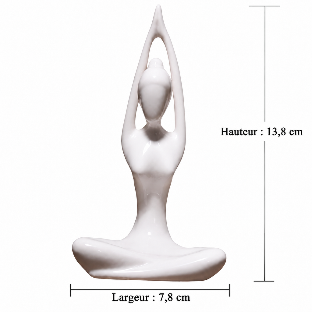Figurine yoga en céramique, modèle 1, dimensions en centimètres