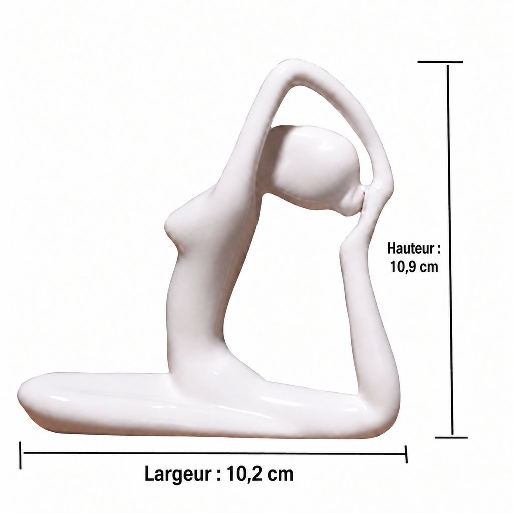 Figurine yoga en céramique, modèle 10, dimensions en centimètres