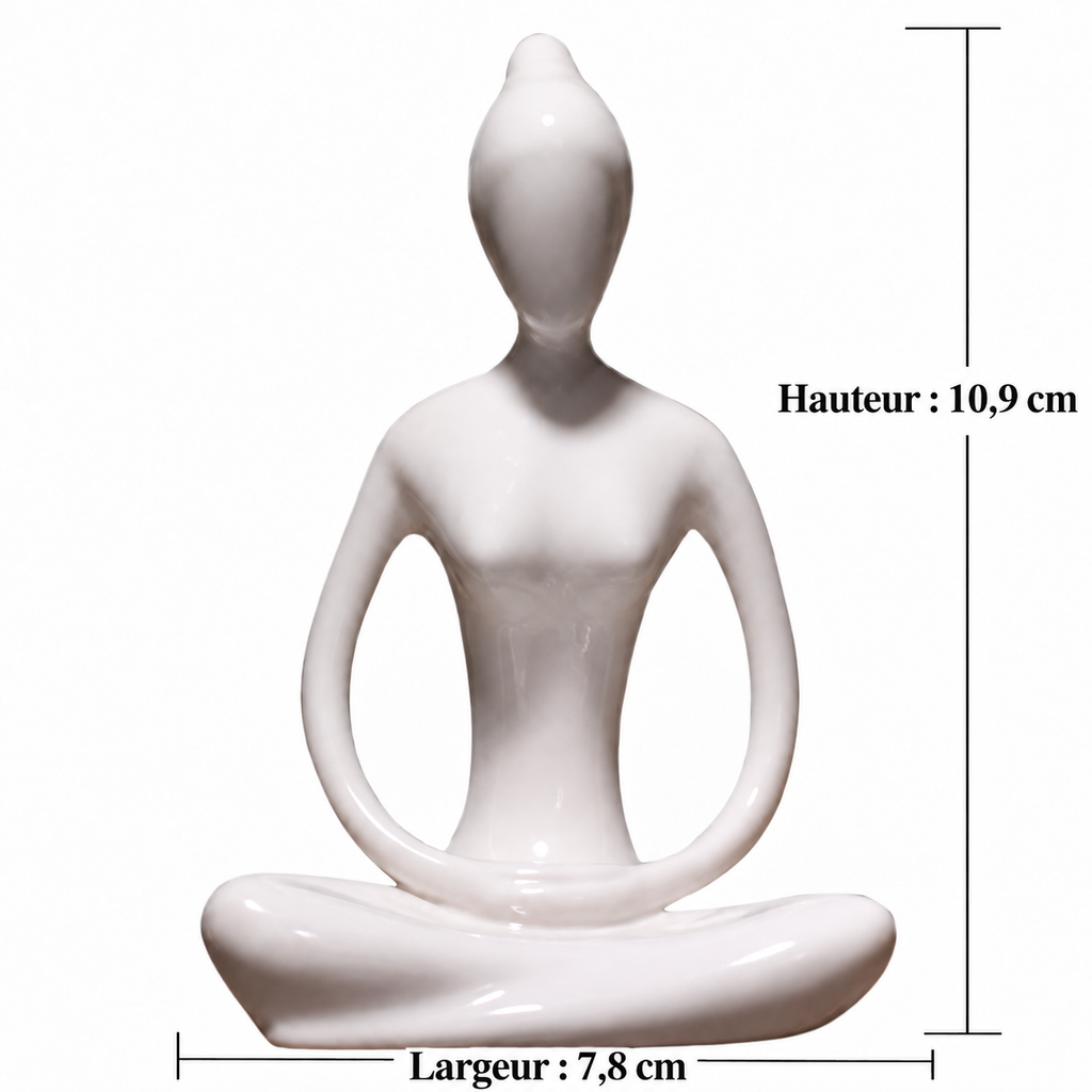 Figurine yoga en céramique, modèle 3, dimensions en centimètres