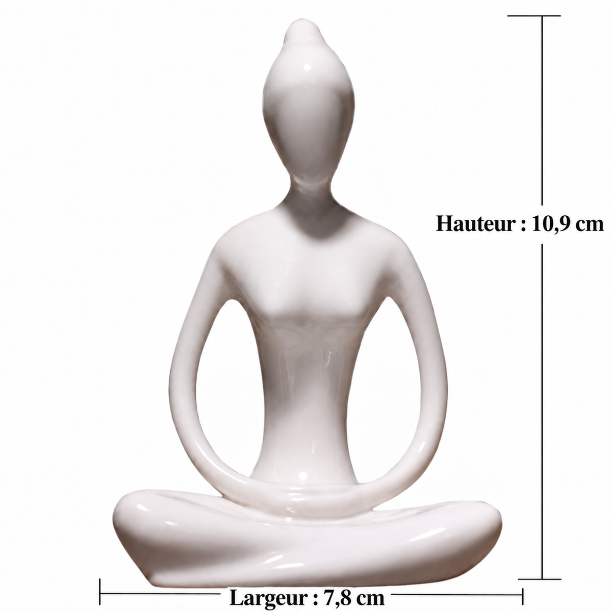 Figurine yoga en céramique, modèle 3, dimensions en centimètres