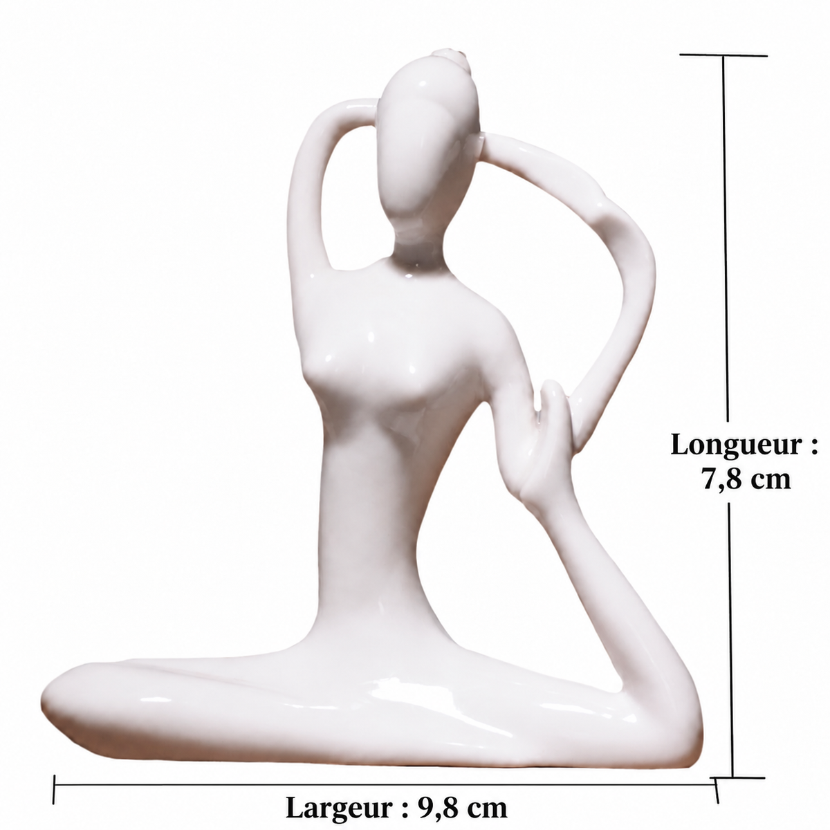 Figurine yoga en céramique, modèle 7, dimensions en centimètres