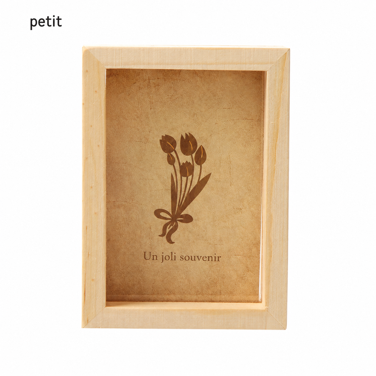 Cadre photo vintage en bois naturel, disponible en 3 tailles — version française