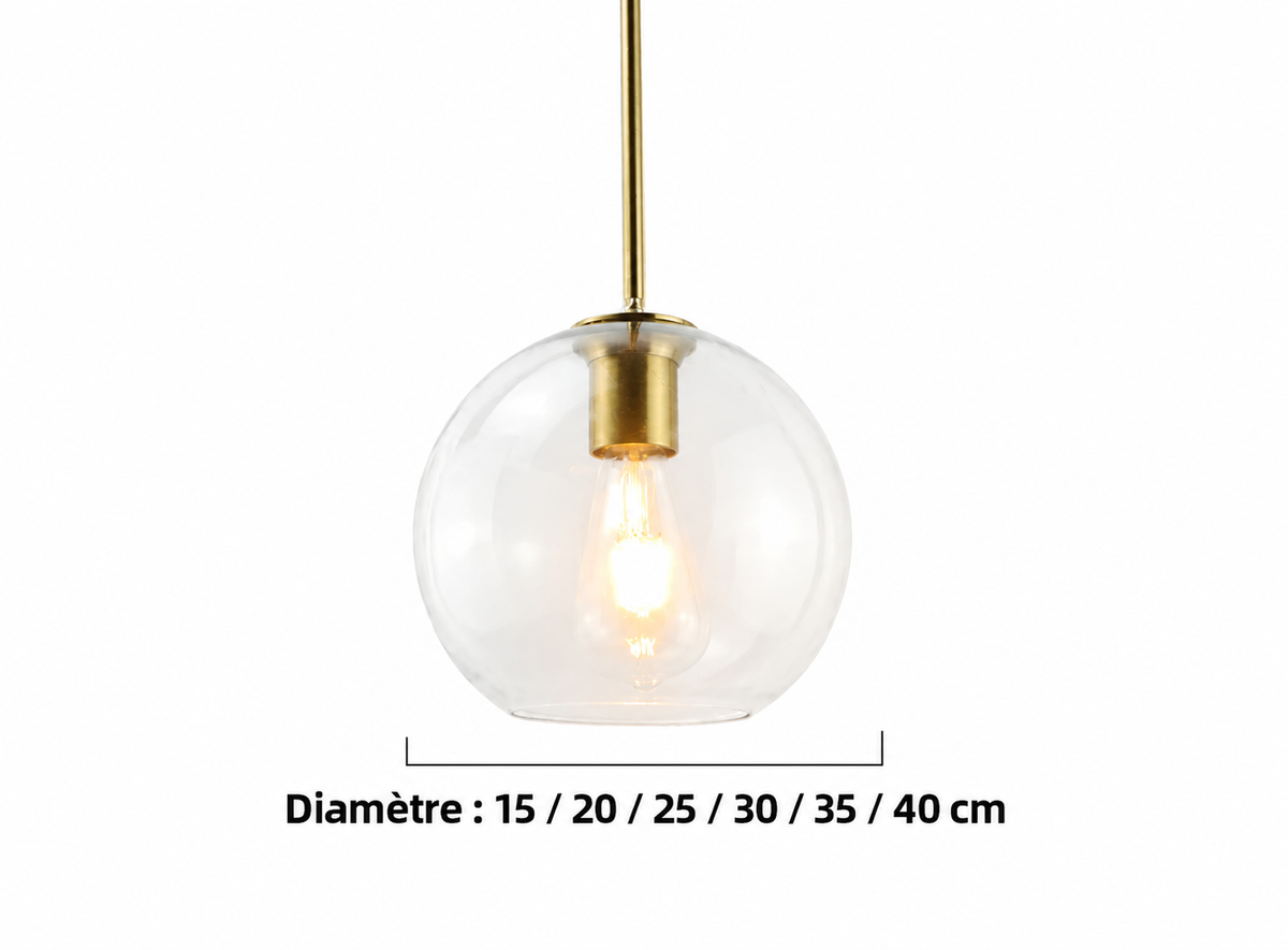 Lustre à boules en verre style moderne pour salle à manger, bar et cuisine, verre gris fumé — image 10, version française