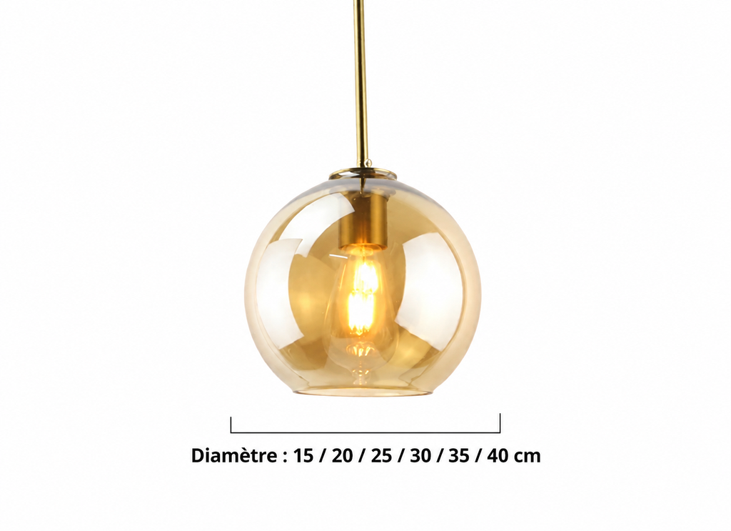 Lustre à boules en verre style moderne pour salle à manger, bar et cuisine, verre gris fumé — image 12, version française