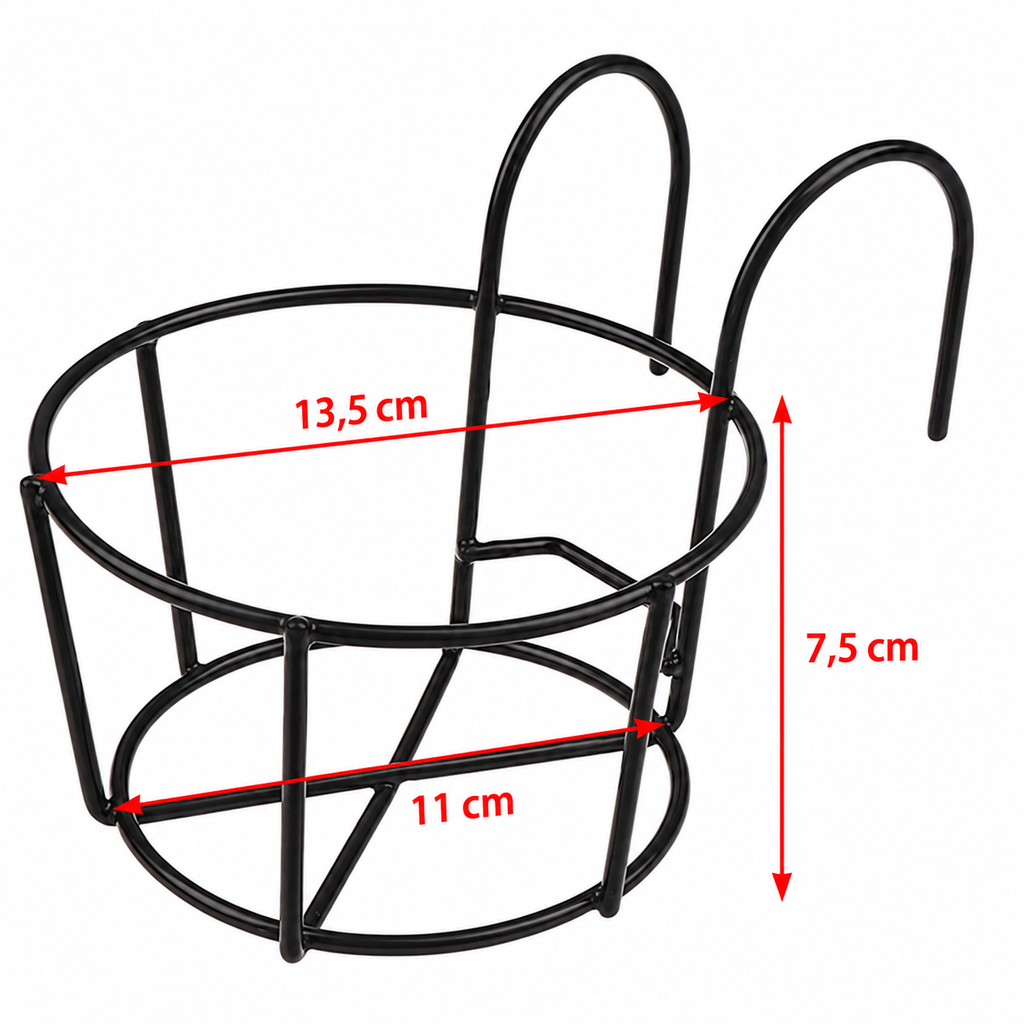 Support suspendu pour plantes en fer – Pot rond pour balcon, rambarde & clôture — image corrigée en français