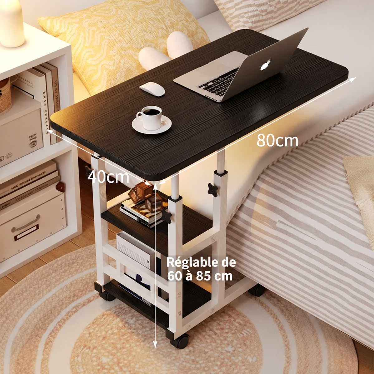 Bureau d'ordinateur multifonction – Tablette de lit, support laptop, bureau gaming et lecture — image 11, version française