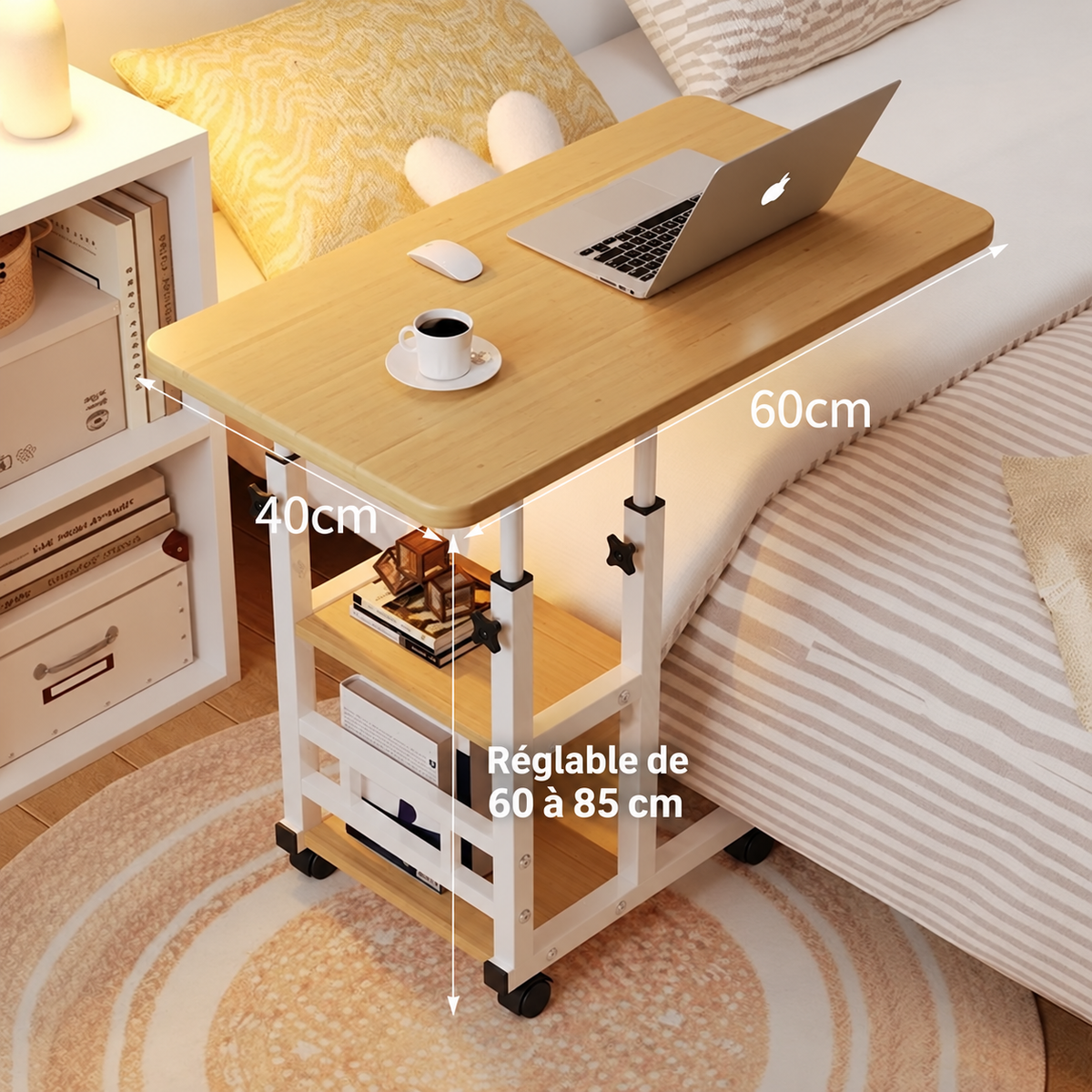 Bureau d'ordinateur multifonction – Tablette de lit, support laptop, bureau gaming et lecture — image 4, version française