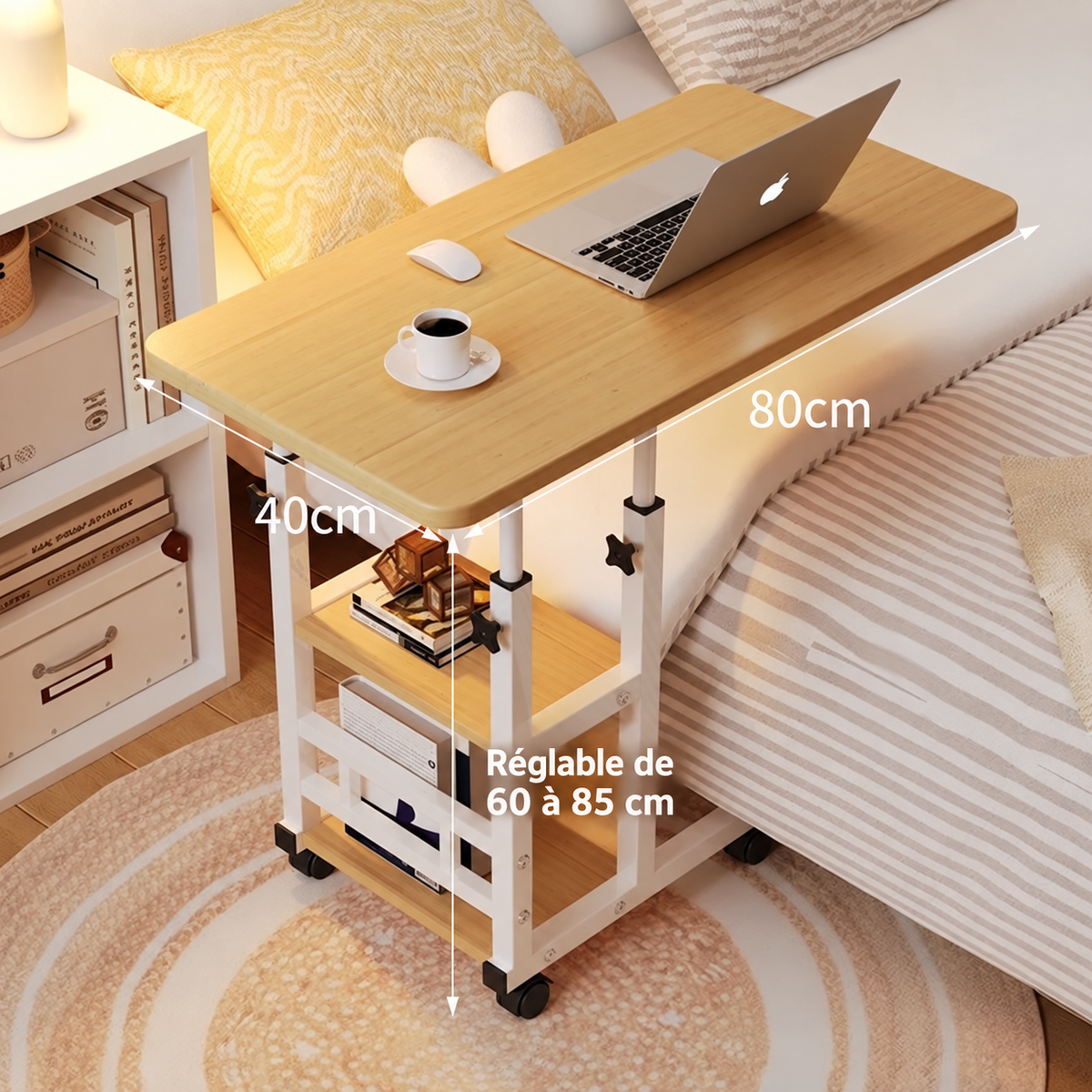 Bureau d'ordinateur multifonction – Tablette de lit, support laptop, bureau gaming et lecture — image 5, version française