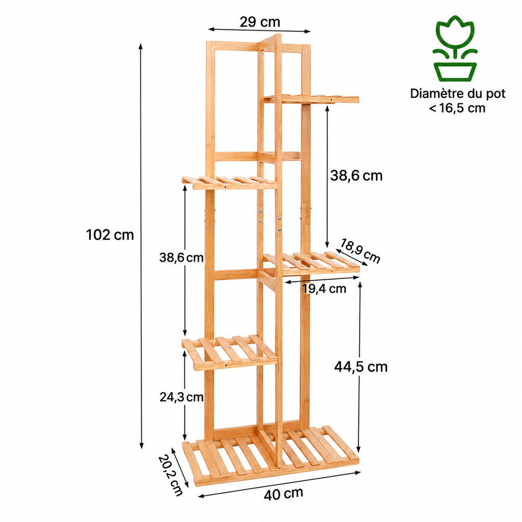 Étagère à Plantes en Bambou – 5 ou 6 Niveaux, Intérieur & Extérieur — version française