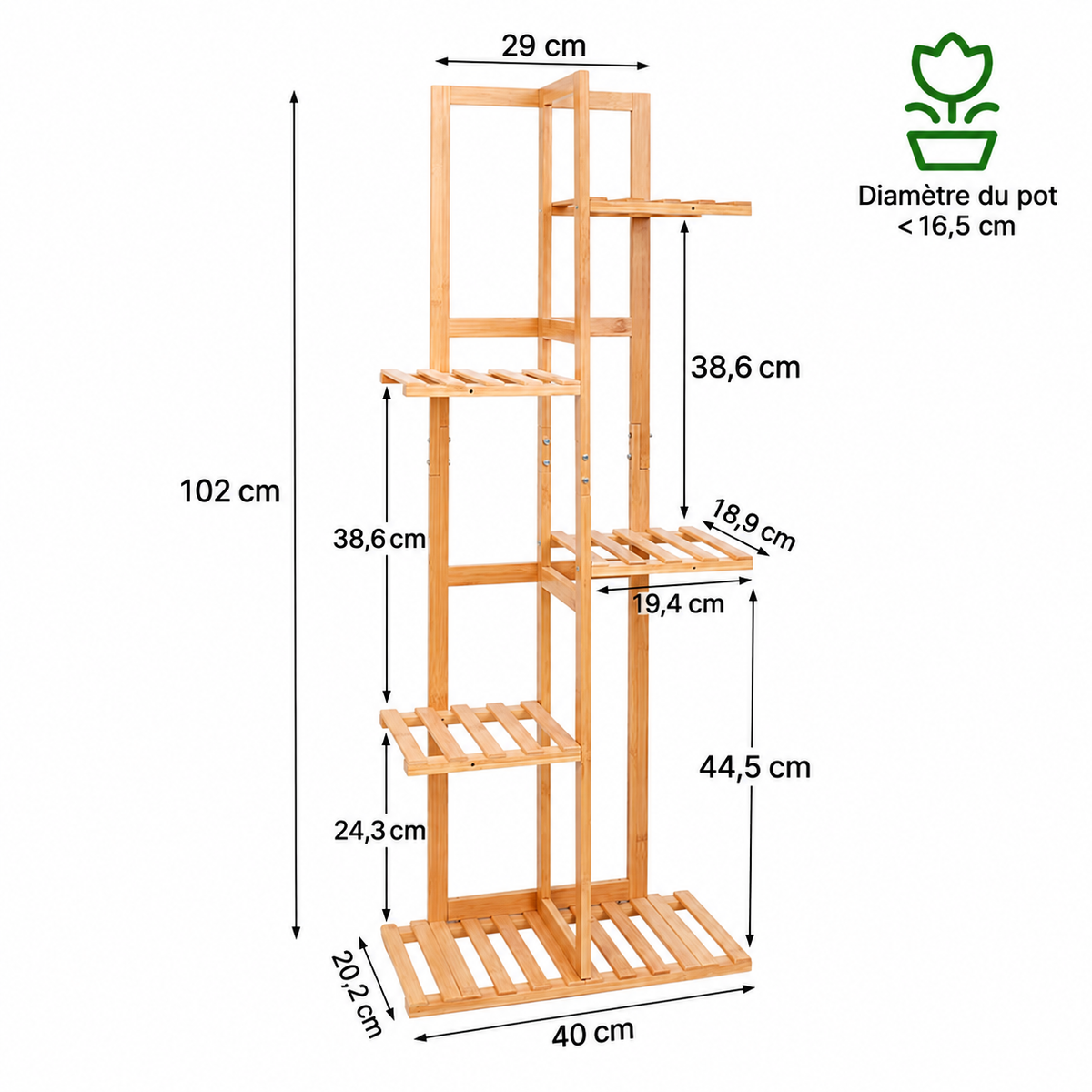 Étagère à Plantes en Bambou – 5 ou 6 Niveaux, Intérieur & Extérieur — version française