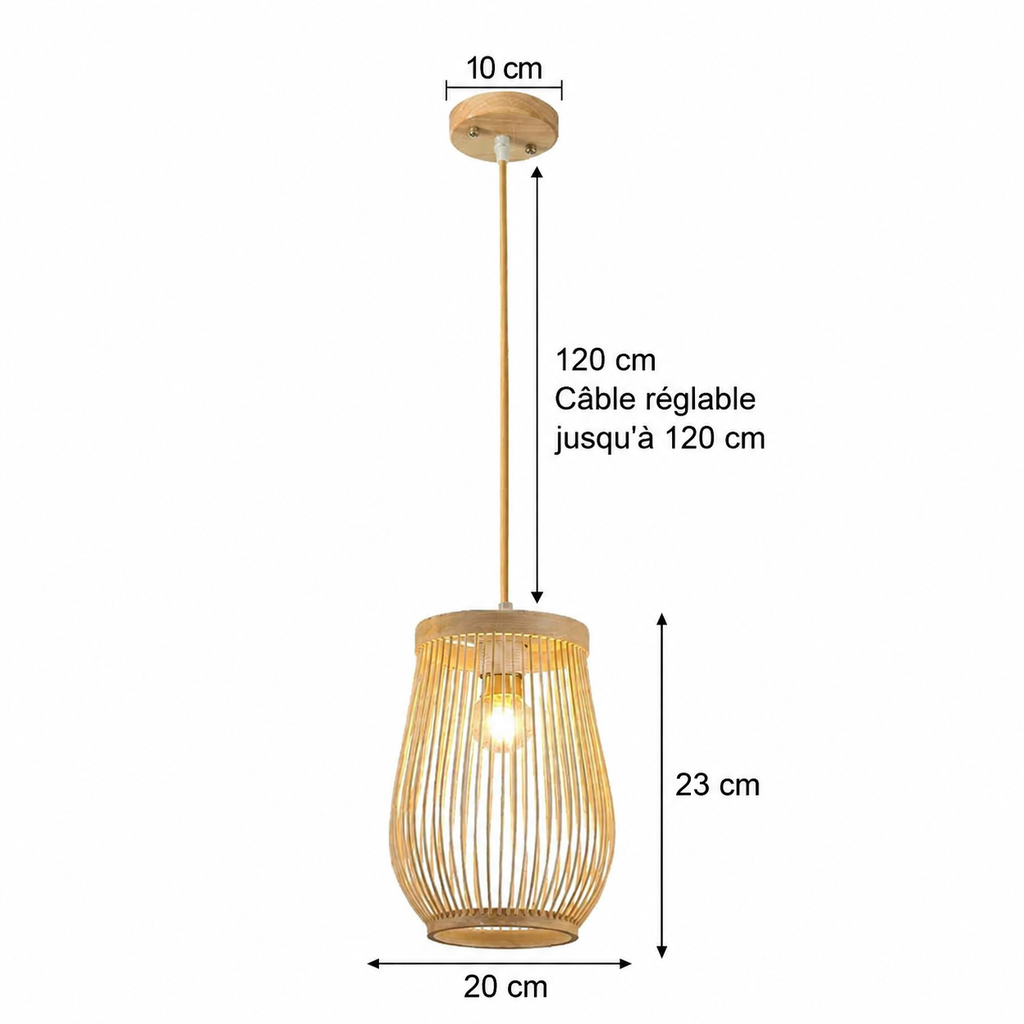 Suspension en rotin et bambou tressé main, lustre chandelier artisanal pour salon et chambre — image 8, version française