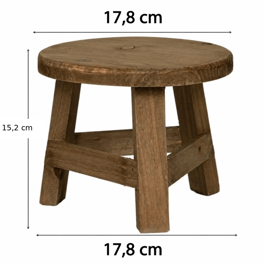 Mini tabouret en bois, dimensions en centimètres